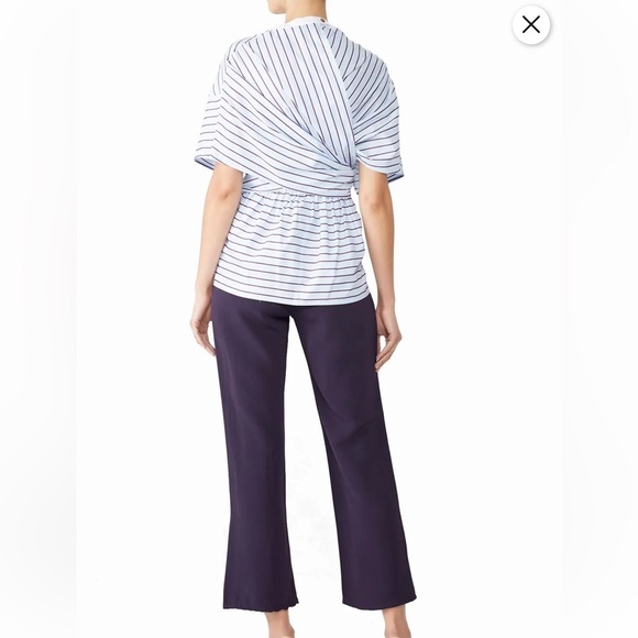 Rosetta Getty Blue Striped‎ Cape Back Top Rent The Runway Retired Size 0 - Picture 2 of 14
